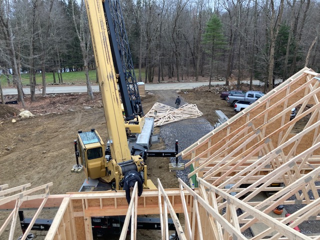 Trusses Being Set with Crane 